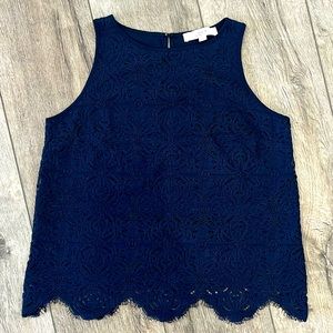 Loft - Navy Blue Sleeveless Lace Top